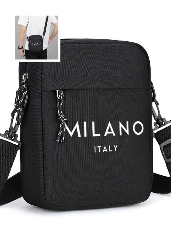 Milano Italy Men'S Fashion Oxford Crossbody Bag, Casual Style, Large Capacity, Vertical Oxford Sling Bag, Adjustable Strap, Daily Commute Shoulder Bag, Black - Do Not Wash, Multiple Styles To Choose From