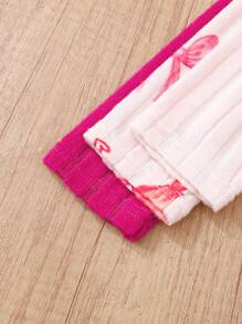 6pcs/Set Baby Girls Fashionable Casual Bow Print Long Sleeve Top & Pants Set, Suitable For Party, Outing, Vacation, Daily Wear, Spring & Autumn