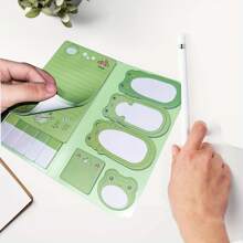 1 Cute Frog Note Set - 550 Self-Adhesive Notepads, Cartoon Frog Themed Dividers And Page Markers, Personalised Home And Office Stationery Set