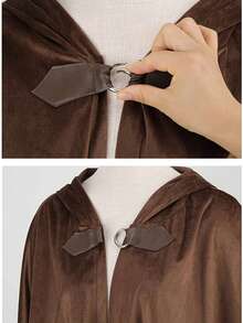 1pc Medieval Hooded Cloak Renaissance Costume Hooded Ultra-Soft & Plush Wearable Blanket For Adults, Christmas, Party Festival Costume,Fancy Dress Shop,Cloak,Black Cape, Oversized Unisex Design For Maximum Comfort, Weighted & Calming Arcane-Style Cape, Luxurious Loungewear For Home, Theater, And Festivals, Perfect Cozy Gift For Christmas, Elegant Long Sleeve Shawl, Cold Weather Essential, Washable And Durable Fabric - Multicolor - View 6