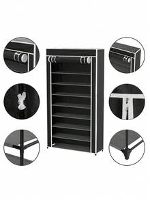 简易鞋架、便携式鞋架、家用鞋子收纳架、带防尘罩的鞋架、多层节省空间的鞋架、宿舍窄鞋架、储物架、鞋架、窄储物架，适用于客厅走廊、客厅、返校、返校用品。