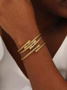 3 pulseiras de aço titânio da moda, design minimalista e versátil para mulheres, acessórios diários
