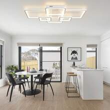 Modern 6-Panel LED Ceiling Light With Remote – Stepless Dimming Flush Mount, Large Square Design For Living Room & Bedroom - HY-PL0103-6H-WT - 查看 7