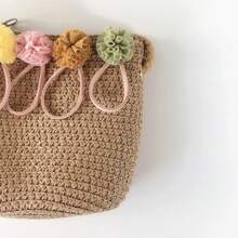 Kids Straw Messenger Bag Summer Cute Flower Girls Shoulder Bags Sweet Princess Handbag Casual Beach Toddler Crossbody Bags