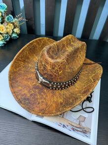 1 Stück Vintage einfarbige Frauenkappe mit Stier-Nieten, modischer Sonnenhut für Frühlings- und Sommerausflüge