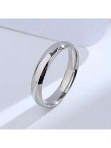 1pç Aliança De Namoro Prata 4mm Abaulada Polida Lisa Anel Feminino Masculino Estiloso Executivo Moda Homem De Casamento Noivado Aço Inoxidável Fininha Aço Inoxidável 316L A_09