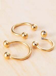 3 Pieces Of Gold Stainless Steel Earrings, Nasal Septum Ring, Gold Spiral Cartilage Puncture Gift Jewelry, Women's Body Horseshoe Ring, Inner Diameter 10mm, Suitable For Nostrils, Ear Cartilage, Earlobes, Circular False Earring Earrings, Nose Ring, Nasal Septum Ring