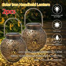 NetHong 2SET LED Solar Powered Morrocan Lantern Hanging Outdoor Lamp Light Garden Decor - 2pcs Copper Round Lantern - View 2