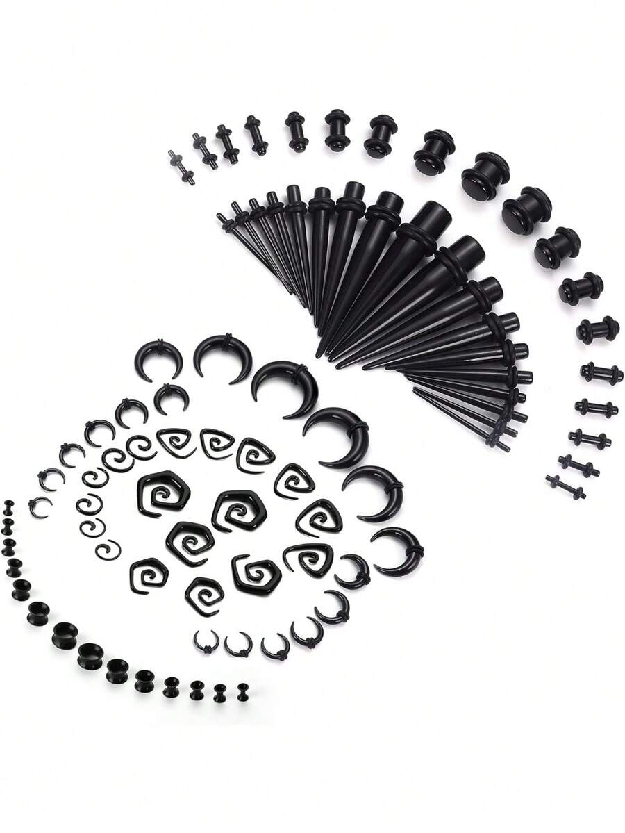 Milacolato 86Pcs Ear Stretching Kit Acrylic Tapers And Plugs Spiral Tapers Silicone Tunnels Ear Gauges Expander Set Ear Stretching Starter 14G-00G Body Piercing Jewelry Set - Nhiều màu - Xem 1