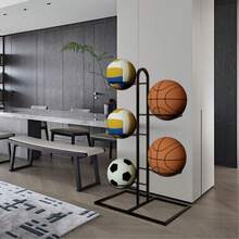 1 Stück 2/5 stöckiges Innen- und Außen Sportball Ausstellungsregal, für Fußball, Volleyball und Basketball, Aufbewahrungsorganizer Regal für Wohnzimmer, Garage, Schlafzimmer, Basketballhalter - Verschiedenfarbig - Übersicht 8