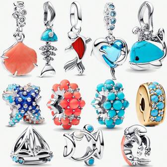 1 款彩色海星迷你吊坠镀银 FIT 手链、项链、DIY 珠宝礼品精品