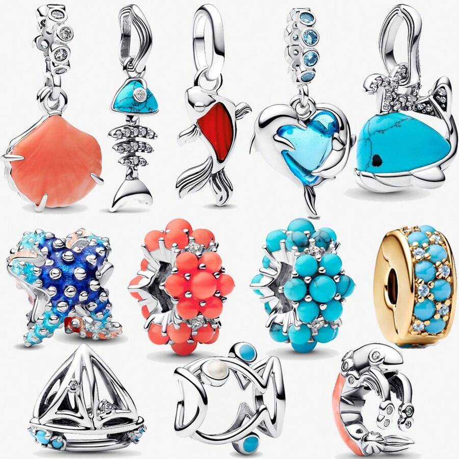 1pc Colorful Starfish Mini Pendant, Silver Plated, Suitable For Bracelets, Necklaces, DIY Jewelry, Gift Shops - Multicolor - View 1