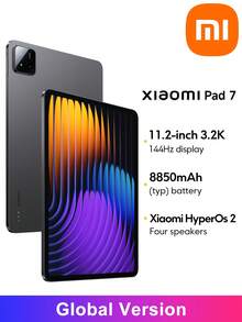 Xiaomi Pad 7 Versión Global, equipado con la plataforma móvil Snapdragon 7+ de 3.ª generación, pantalla HD de 11,2 pulgadas a 144 Hz con resolución 3.2K de 3200 x 2136, funciona con MIUI HyperOS 2, batería de 8850 mAh con soporte de carga rápida de 45 W. - Gris - Ver 1