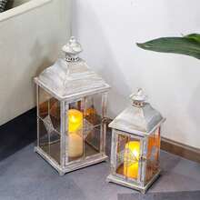 Windproof Glass Candle Holders - Light Grey - View 6