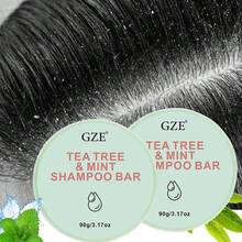 2 piezas de Barra de champú aclarante con árbol de té y menta GZE | Champú natural anticaspa para cabelludo con picazón | Sin sulfatos y vegano | Para todo tipo de cabello - verde menta - Ver 1