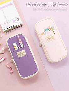 1 件可扩展创意铅笔盒，大容量，适合男女用作文具收纳，非常适合书房和办公用品袋 - 回到学校 - 彩色 - 查看 3