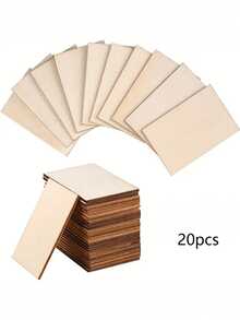 20/50pcs Wood Chips Rectangular Blank Pointed Corner Wood Chips For DIY Art Craft Projects - Apricot - View 2