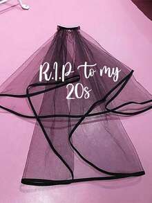 Personalized Black Veil, Birthday Party,Personalised Twenties Thirty Forty Fifty Black Veil Death To My 20s 30s 40s 50s Alternative Goth Gothic Funeral For Youth 30th 40th 50th 60th Birthday Party Decoration Gift Ornamental,Party Top, Personalized Gift - Multicolor - View 6