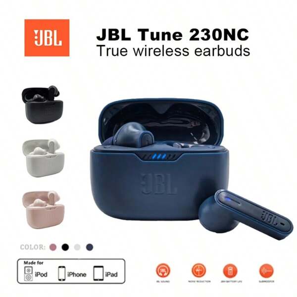 JBL سماعات أذن لاسلكية JBL TUNE 230NC TWS سماعات بلوتوث لاسلكية، سماعات أذن صوت استريو بميكروفون، سماعات أذن لاسلكية للرياضة/ألعاب