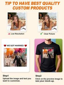 Customized Men's T-Shirt, Enter Your Text/Blessing/Funny Text, Upload Your Photo/Friend/Lover Photo, Black T-Shirt, Halloween Costume, Holiday Gift, Anniversary Gift, Company Team Building, Music Festival, Gift For Him, Spring/Summer Men's Round Neck Short Sleeve T-Shirt, Party, Summer Men's Black Short Sleeve - Black - View 4