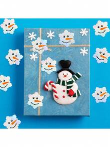 500 件/卷全息激光雪人涂鸦贴纸，银色激光信封和杂志装饰，节日派对 DIY 装饰用品，防水可拆卸，适用于圣诞节、新年、学校用品、返校 - 彩色 - 查看 4