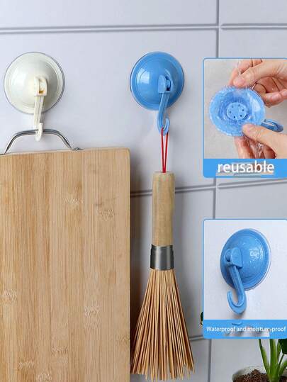 1pc Super Strong Suction Cup Hook, No Drill Bathroom Kitchen Seamless Wall Adhesive Hook, Reusable Wall Mounted Hook, Vacuum Seamless Suction Cup Hook, Kitchen Strong Suction Cup Hook, Bathroom Strong Vacuum Suction Cup Hook, Kitchen/Door/Wall/Glass Wall No Drill Heavy Duty Suction Cup Hook