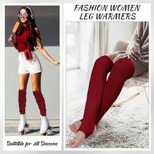 Long Leg Warmers Women 24 Inch Over Knee Knit Ribbed Leg Warmer Stirrup Yoga 80s Party Dance Ballet Supply - 酒紅色 - 查看 7