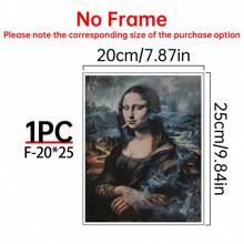 Art Decor Modern Mona Lisa Canvas Print, Fashion Theme Retro Portrait Wall Art, Frameless Ink Artwork, Indoor Hanging Decor Poster For Living Room, Bedroom, Home Office - Basquiat-Inspired Watercolor Design Gifts Birthday Graduation