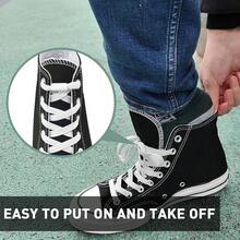 Pairs 5/16 Flat Elastic Long Shoe Laces Laces High Tops, Stretchy Shoelaces Shoe Strings - 純白色(附金屬扣) - 查看 11