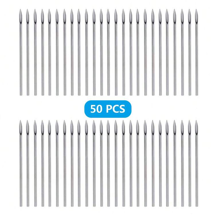 Mezcla de agujas para perforación corporal de diferentes tamaños 12G 13G 14G 16G 18G 20G, agujas de perforación para todo tipo de perforaciones - Plateado - Añade 49