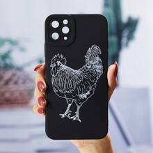Funda de teléfono móvil con diseño de estampado de pollo para Apple  17 15 16 14 13 12 11 XS XR X 7 8 Mini Plus Pro Max SE 2020 2022 para regalos - Negro - Ver 7