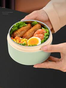 4pcs Portable Thermal Insulated Lunch Container Set (47.5oz), Suitable For Adults And Kids, Stackable 304 Stainless Steel Bento Box With Utensils, For Hot Food, Insulated Lunch Bag, Induction Cooktop And Microwave Friendly - Multicolor - View 5