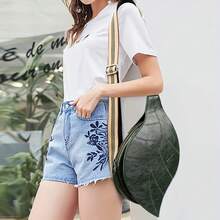 1Pc Leaf-Shaped Ribbon Shoulder Bag For Women – Simple & Versatile Messenger Bag For Holiday Travel, Personality Crossbody Purse - Green - View 5