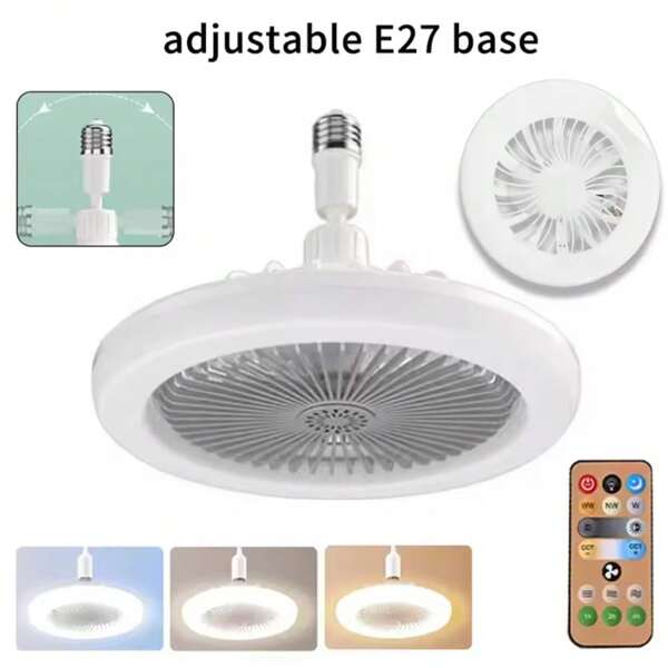 30W Dimmable Remote Control Ceiling Fan Light With E27 Base, Noiseless 3-Speed Adjustment, LED Lamp, 85-265V