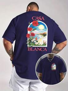 Camiseta de Manga Corta Casual y Holgada para Hombre - Estampado de y Rosa de la Casa Blanca, Camisa de Verano Roja Brillante, Cuello Redondo Transpirable, Regalo Lavable aáquina para Él, Ropa de Vacaciones en la Playa, Camisa de Inspiración Retro, Top de Fácil Cuidado, Camiseta de Uso Diario, Diseño Vintage, Camiseta Ligera con Estampado, Moda de - Blanco - Ver 5