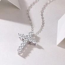 Dekorativer Sternkreuz Halskette im Art-Deco-Stil - handgefertigt aus 925 Silber, mit BIS Punze versehen und geschenkfertig