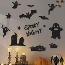 Halloween Nonwoven Fabric Wall Sticker Set, Carnival Night Background Wall Party Decorations Props