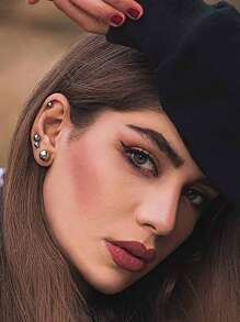 2件-10件穿孔套装-一次性无菌耳洞枪家用穿耳工具+5个银色球2mm-7mm球形平背耳钉 - 彩色 - 查看 10