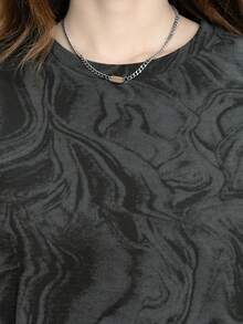 女士简约印花宽松短袖T恤，时尚