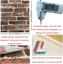 10PCS 3D Wall Panels Peel And Stick Foam 3D Brick Wallpaper Peel And Stick Red Faux Stone Wall Panel Self-Adhesive Wallpaper (10PCS, Red),6425400 - Redwood - View 1