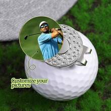 Customized Magnetic Golf Ball Marker Clip - Personalized Iron Golf Ball Marker With Photo Insertion, Customize Photo, Wedding, Golf, Gift, Festival & Holiday Commemorative Gift, Golden Fashion Convenient Design, Never Lost, Elegant Metal Surface, Minimalist And Easy To Use - Multicolor - View 8