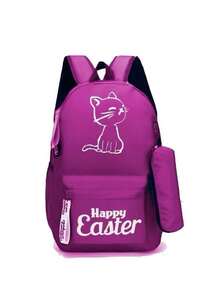 Large Unisex School Backpack With Pencil Case - Black - View 7