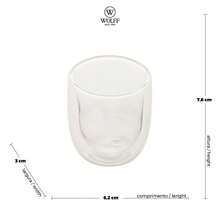 Conjunto com 2 Copos para Café com Parede Dupla de Vidro Borossilicaro Resistente ao Calor 100ml - Wolff