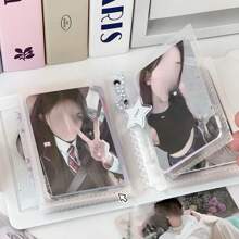 Blush Heart & Bow Decor Kpop Instgram Cute Girls Card Holder, Grid Pattern Mini Card Album, Style 3 Inch Album With 20pcs Double-Sided Inserts,Back To School,School Supplies