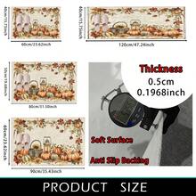 1pc Autumn Yellow Pumpkin & Leaf Print Faux Wool Face TPR Bottom Entryway Mat, Bathroom Mat, Kitchen Mat, Laundry Room Mat, Holiday Atmosphere Decor, Home Decor, Party Decor, Wedding Decor, Dining Decor - ZFYR-132 - View 13