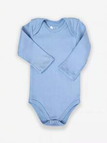 4 Pieces Kit Long Sleeve Baby Bodysuit High Quality Ribbed Knit Boy Or Girl - 藍色 - 查看 2