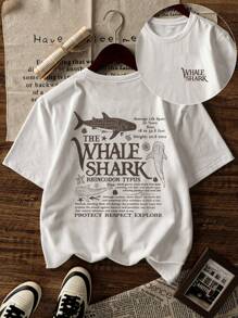 Una camiseta casual de cuello redondo y manga corta con estampado para niñas y niños pequeños en verano - Una camiseta con temática de ballena ballena que inspira la imaginación y la autoexpresión, con un estilo artístico que explora el mundo oceánico. Ropa para niñas, blusas gráficas de verano, ropa de niña preadolescente