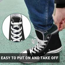 Pairs 5/16 Flat Elastic Long Shoe Laces Laces High Tops, Stretchy Shoelaces Shoe Strings - 純白色(附金屬扣) - 查看 8