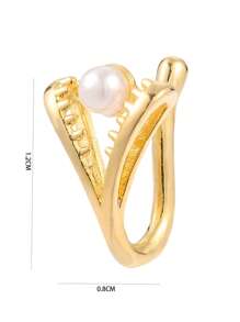 1 Pezzo Anello Finto Per Naso Incantato In Rame Con Decorazioni A Forma Di Diamante Geometrico E Nappa A Perla Finta E Zirconi Cubici Per Donne-fregio Di Lusso Per Appuntamenti