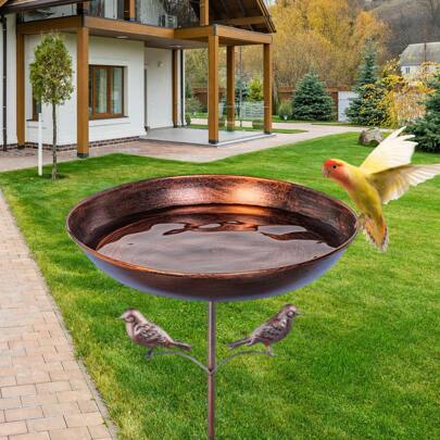 1pc Rust-Resistant Iron Bird Bath With Stand - Large Capacity, Weather-Resistant Outdoor Garden And Yard Decor